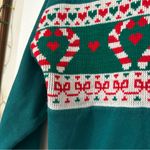 Vintage Sporting Club Candy Cane Hearts Novelty Christmas Sweater Womens Medium Green Photo 1