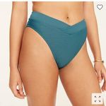J.Crew New  Teal Ribbed Cross Front Cheeky Bikini Swim Bathing Suit Bottom 2X Photo 0