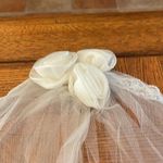 Elegant Cream Lace & Roses Bridal Veil White Photo 1
