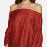 1. State  Rust Colored Cold Shoulder Blouse Photo 0