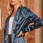 VICI NEW-LIZZIE SATIN BLAZER - TEAL Photo 0