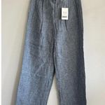 Everlane The Linen Way High Drape Pant in White Blue, Size 10 Photo 5