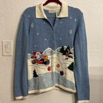 White Stag NWT Vintage EUC Ugly Christmas Sweater Collared Busy Santa Penguin XL Photo 0