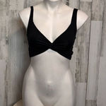Black Wrap Front Crop Top Tie Back Stretchy Size Small NWT Photo 0