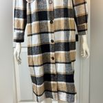 Warm Plaid Long Sleeve Flannel Dress Polyester Thick Material Brown Black Size L Size L Photo 14