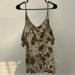 American Eagle  Outfitters Tie-Dye Cold Shoulder Top - Green and White Photo 2