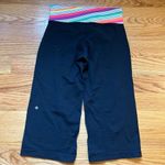 Lululemon black wide leg crop pants with multicolored waistband Photo 1