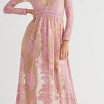 For Love & Lemons Temecula Maxi Dress Pink Embroidered Mesh Size Small NWT Photo 0