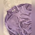 House Of CB NWOT  Tyra Orchid Satin Feather Shirt Dress Size XS Photo 5