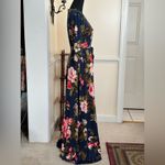 Beware Navy Blue Floral Sash Tie Dress Photo 1