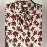 ASTR The Label Long Sleeve Bow Neck Lightweight Sheer Floral Blouse Size Medium Photo 3