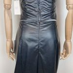 NIA the Brand Origami Faux Leather Top & Midi Skirt Set in Black Photo 4