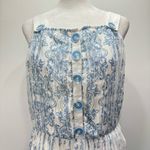 Blue & Ivory Pleated Plisse Skirt Dress KAS ModCloth Cottagecore Boho Milkmaid White Size M Photo 9