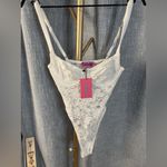 Edikted NEW  XS Lace Trim Corset White Bodysuit Photo 2