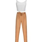 **HP** NEW High Bow Tie Waist Crop Pants & Top Set White Size L Photo 1