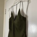 Topshop  Draped Back Satin Slip Dress olive green midi size US 6 Photo 3