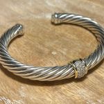 David Yurman Cable Station Bracelet Sterling 18K Yellow Gold & Pavé Diamonds Photo 4