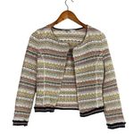 ZARA Long Sleeve Jacquard Striped Crop Jacket Embroidered Detail XS Neutral Photo 13