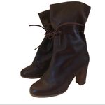 VINTAGE 1980'S CAMPIONE BROWN LEATHER "PAPER SACK" HEELED ITALIAN BOOTS (5.5) Photo 6