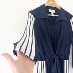 Joseph Ribkoff Striped Sleeve Shirt Dress Style in Navy and White Photo 4