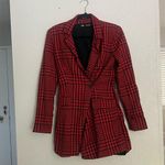 ZARA red houndstooth blazer playsuit romper S Photo 2