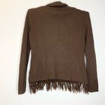 Vintage Y2K Turtle Neck Crochet Fringe Leather Appliqué Brown Sweater Size M Size M Photo 1