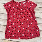 Boden Women's Coral Bird Print Short Sleeve Keyhole Neck Top Size US 8 UK 8 Pink Photo 0