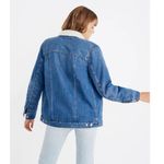 Madewell  The oversized Jean jacket women's small sherpa blue denim Pinehill wash Photo 1