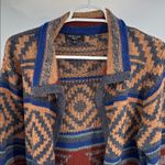 Spense Women's Cardigan coat long Anthropologie southwestern XL Aztec geometric Blue Photo 6