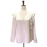 Rebecca Taylor NWT  100% Silk Ruffle Blouse Size 8 Long Sleeve Antique Cream $295 Photo 1