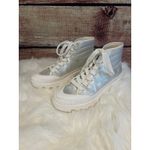 Dolce Vita Ociana High Top Sneakers Shoes Silver Shimmer Glitter White 7.5 EUC Photo 3