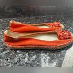 Etienne Aigner  Orange Espadrille Flats with Floral Detail Leather Upper Size 6 Photo 3