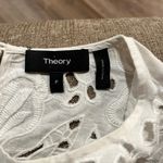 Theory Brizabela White Linen Cotton Blend Eyelet Blouse Top - Size Small Photo 12