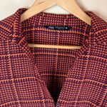 ZARA Womens Houndstooth Long Sleeve Cropped Button Down Shirt Size Sm Academia Photo 1