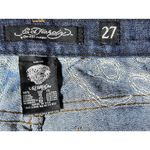 Ed Hardy Vintage  Jeans SZ 27 Rhinestone‎ Skull Rose Embellished Denim Grunge Y2K Photo 7