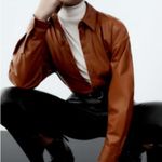 ZARA  Faux Leather Button Down Shirt Blouse Top Brown Size S NEW Photo 1