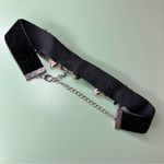 Floral Embellished Black Velvet Texture Choker Necklace Photo 2