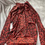 Nine West Red And Black Snakeskin Long Sleeve Blouse Photo 4