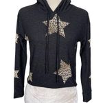 Chaser Leopard Animal Print Star Print Gray Hoodie Women’s Size XS Cropped Photo 1