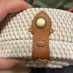 Round Woven wicker shell Bag crossbody in Cream and Tan new with defect Photo 10