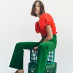 ZARA NWT  PUFF SLEEVE CROP TOP RED BLOGGERS FAV SMOCKED Photo 4