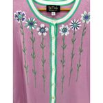 Bob Mackie Wearable Art Lilac Floral Embroidered Cardigan Sweater L Cottagecore Photo 1