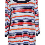 kim rogers  Stripe Boatneck Tee Size Large Preppy Red and Blue Stripe Top Photo 0