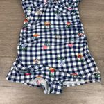 Unique Vintage Navy Gingham Floral Halter Tie Romper Style Swimsuit Sz.S/4 NWT Photo 5