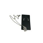 Squared terraced patterned silver toned pendant necklace and earrings Photo 3