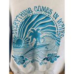 Pink Palm Puff Blue Embroidered Palm Tree Hibiscus Hoodie Sweatshirt Size S Photo 3