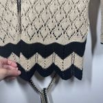 Loft Cardigan Women XL Beige Black Lace Crochet Tie Waist Topper Sweater Boho Tan Photo 8
