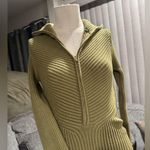 AMTIOUS 🌸 olive ribbed knit collared zipper sweater dress ✨ Green Photo 6