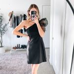 CINQ A SEPT One Shoulder Tulle Puff Sleeve Black Mini Dress Size 4 Photo 1