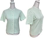 Catalina Sportswear White & Green Short Sleeve Button Down Sweater Size Small Photo 1